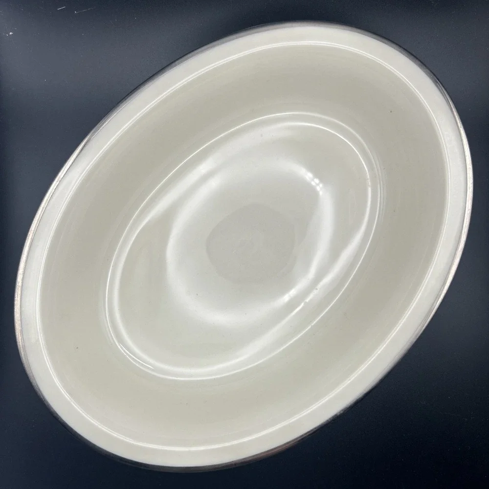 LENOX Ivory Fine China Montclair Platinum Trim Oval Serving Bowl | Vintage